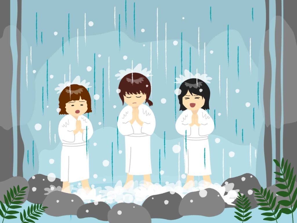 滝行をする人たちのイメージ